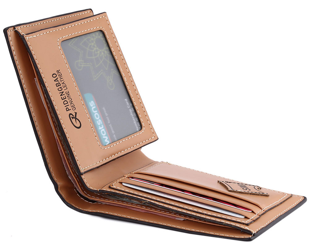 Plaid Pattern Male Transverse Wallet Leather Credit Card Bifold Purse