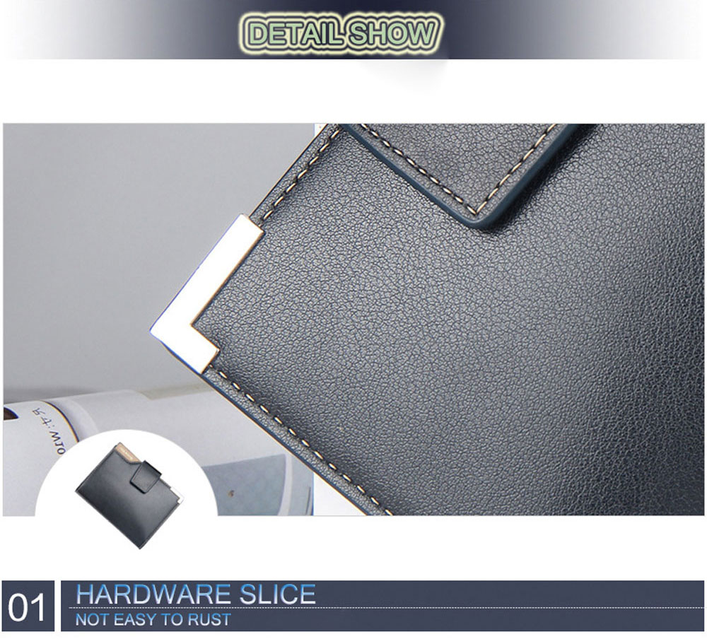 Baellerry Men Solid Color Hardware Slice Letter Zipper Hasp Short Vertical Wallet