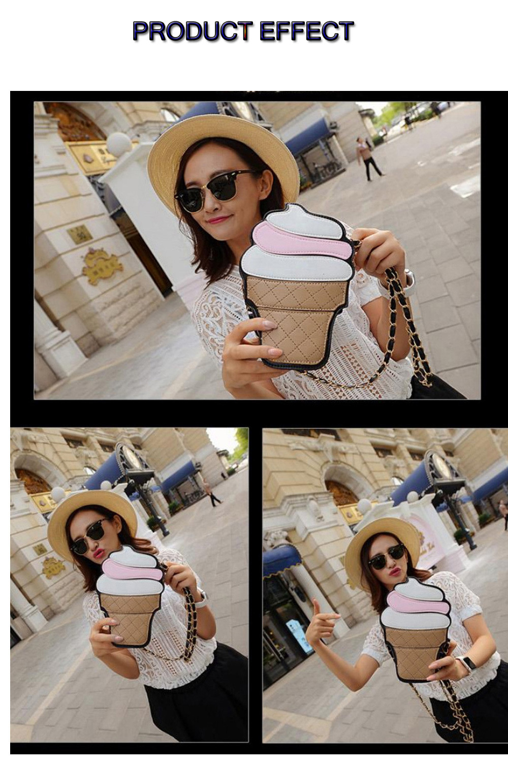 Guapabien Girl Detachable Chain Belt Strap Shoulder Messenger Cell Phone Bag