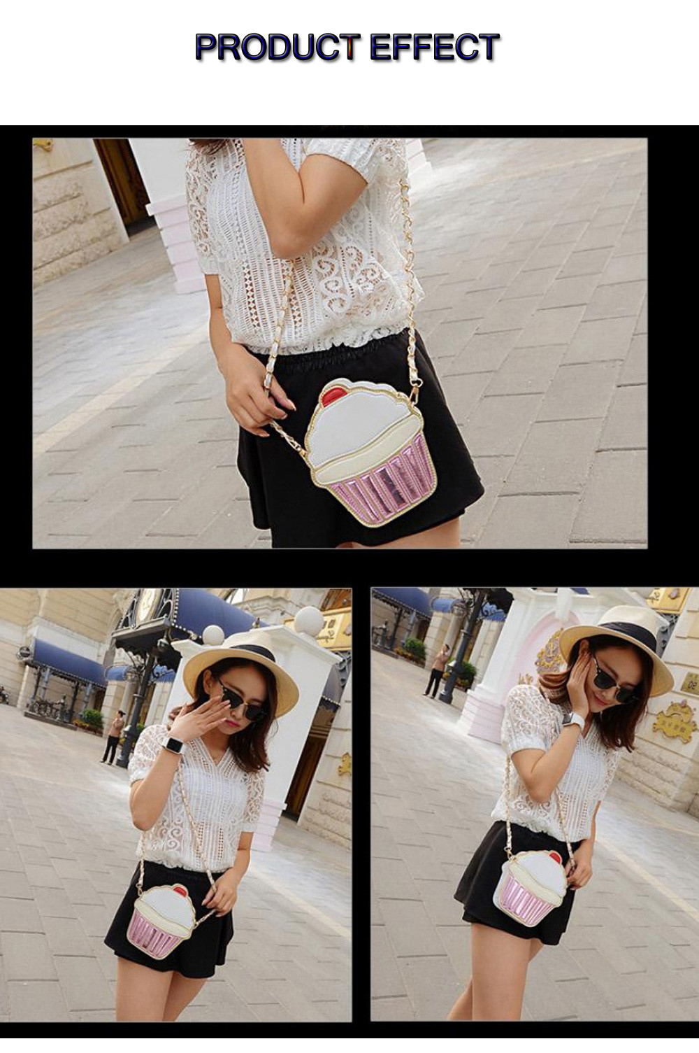 Guapabien Girl Detachable Chain Belt Strap Shoulder Messenger Cell Phone Bag