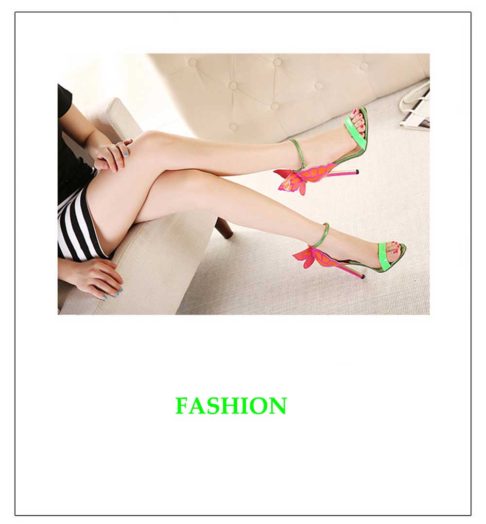 RainbowCat Sexy Butterfly Design Open Toe Color Block Women High Heel Sandals