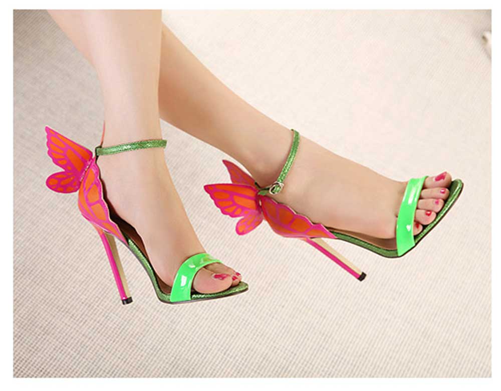 RainbowCat Sexy Butterfly Design Open Toe Color Block Women High Heel Sandals
