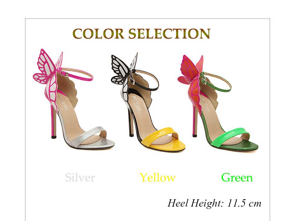 RainbowCat Sexy Butterfly Design Open Toe Color Block Women High Heel Sandals