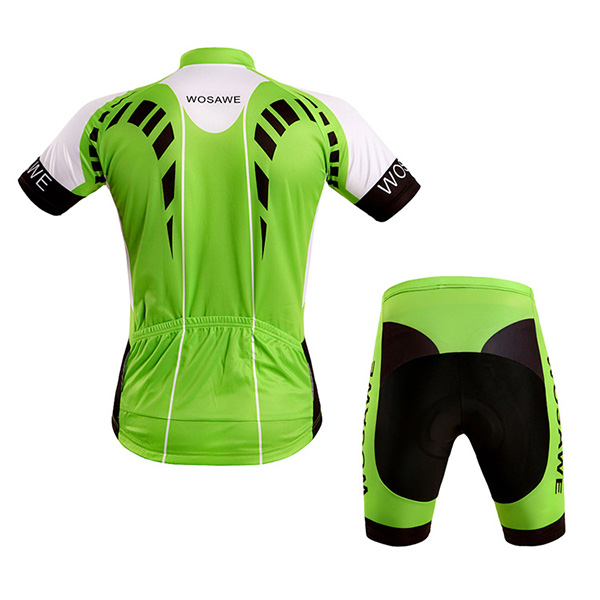 Stylish Outdoor Short Sleeves Green Cycling Suits For Unisex