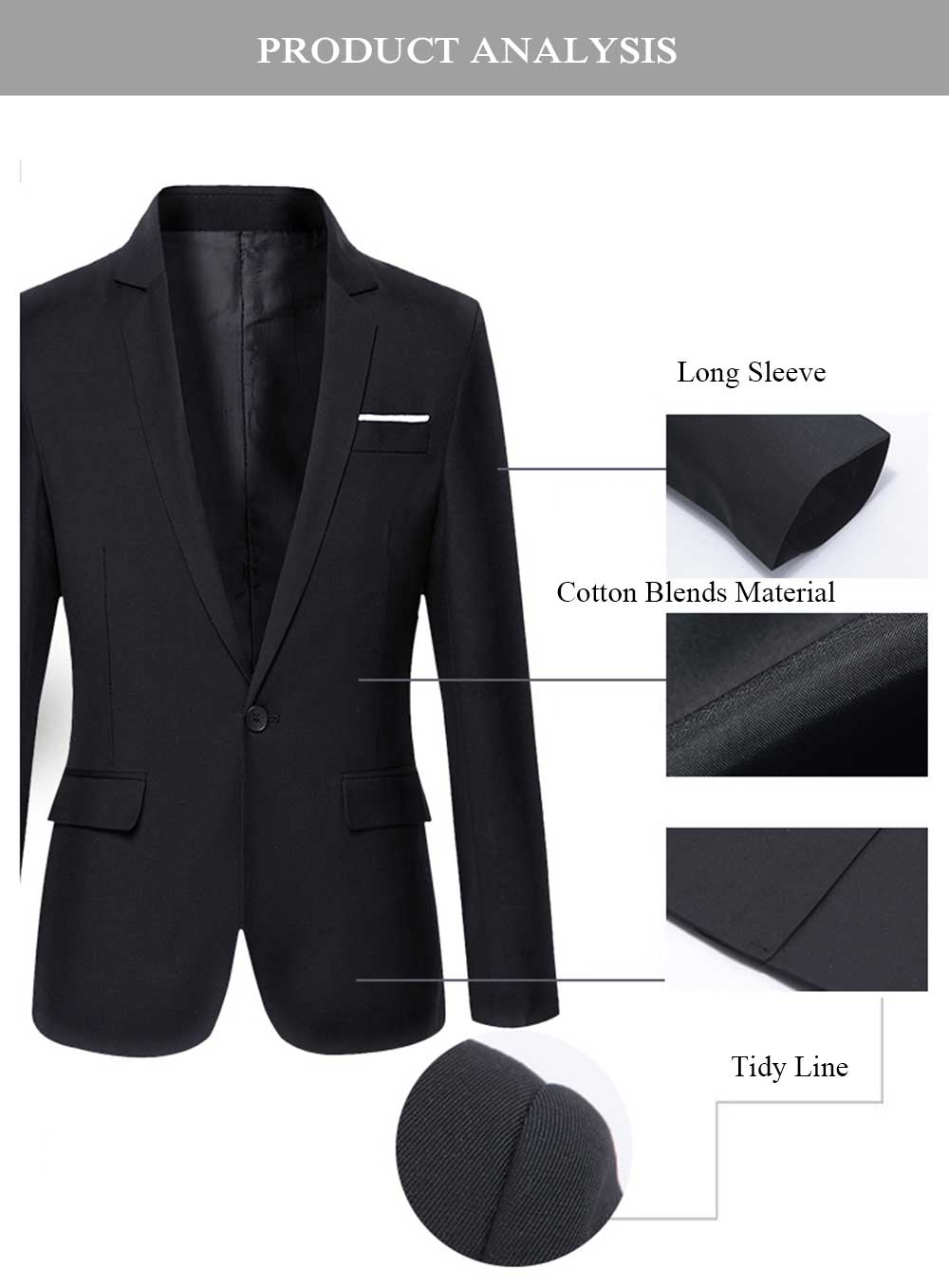 Fashionable Solid Color Turn Down Collar Slim Fit Suit for Men