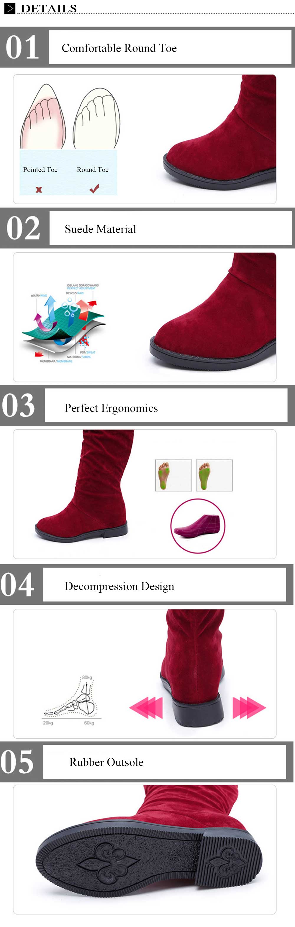 Elegant Pure Color Flat Sole High Leg Boots for Women