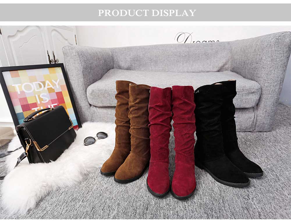 Elegant Pure Color Flat Sole High Leg Boots for Women