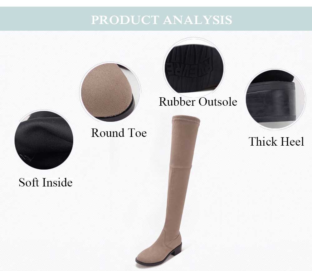 Old Classical Solid Color Elastic Knee Boots for Women