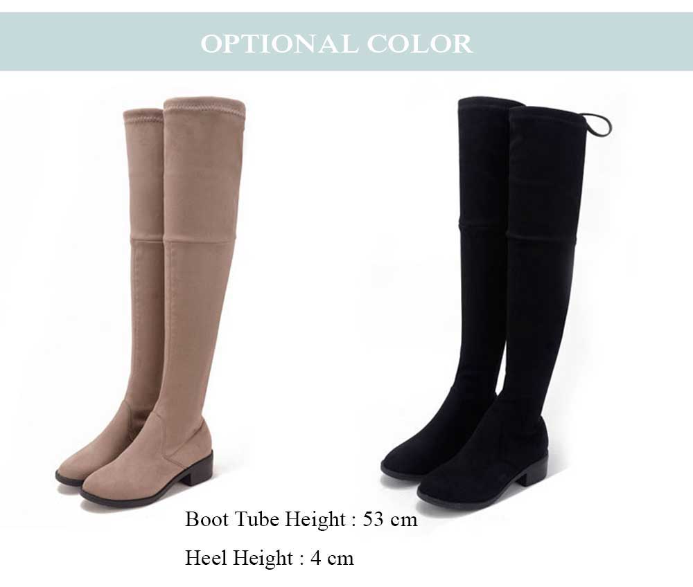 Old Classical Solid Color Elastic Knee Boots for Women