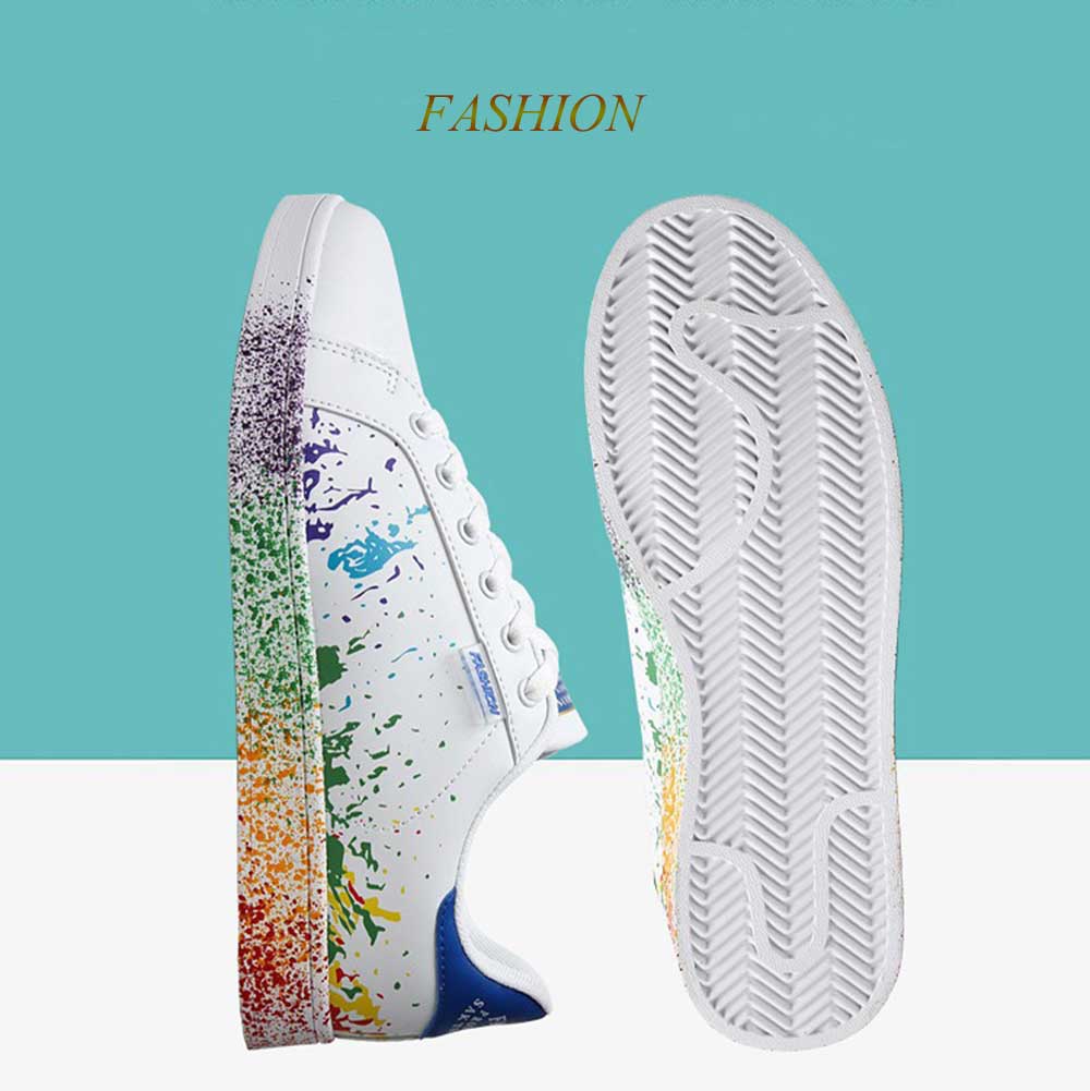 Casual Paint Splashing Decoration Lace Up Sneaker for Women