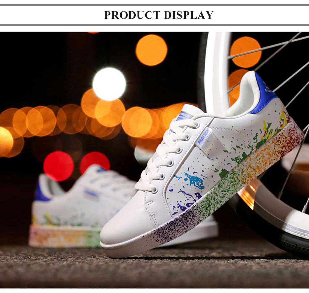 Casual Paint Splashing Decoration Lace Up Sneaker for Women
