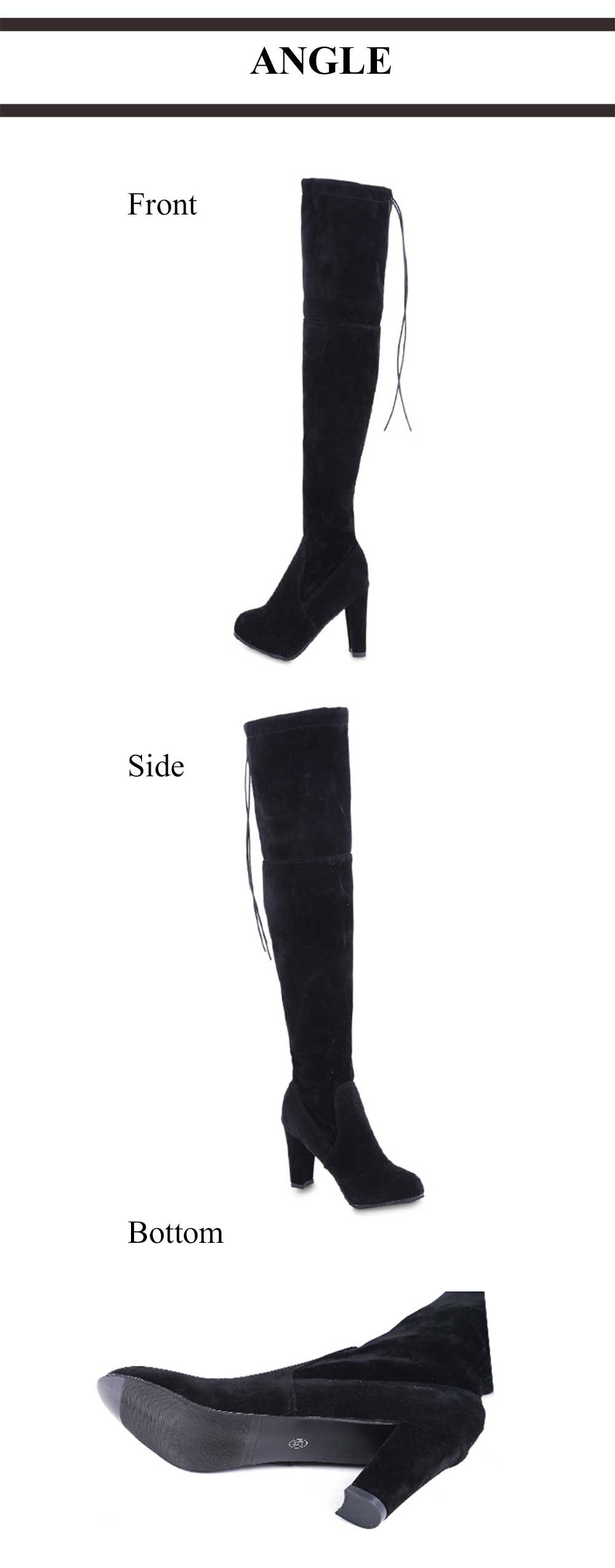 Fashionable Pure Color Thick Heel Over-the-knee Boots for Women