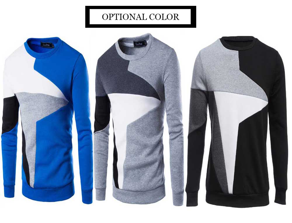 Casual Color Block Long Sleeve Spliced Hoodies for Men