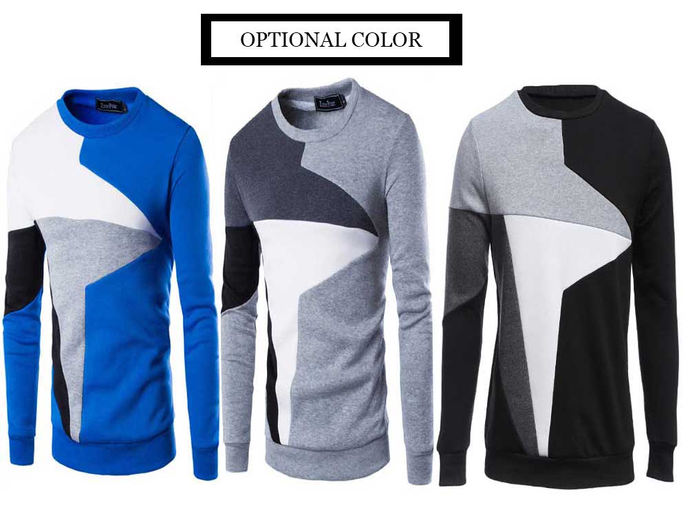 Casual Color Block Long Sleeve Spliced Hoodies for Men