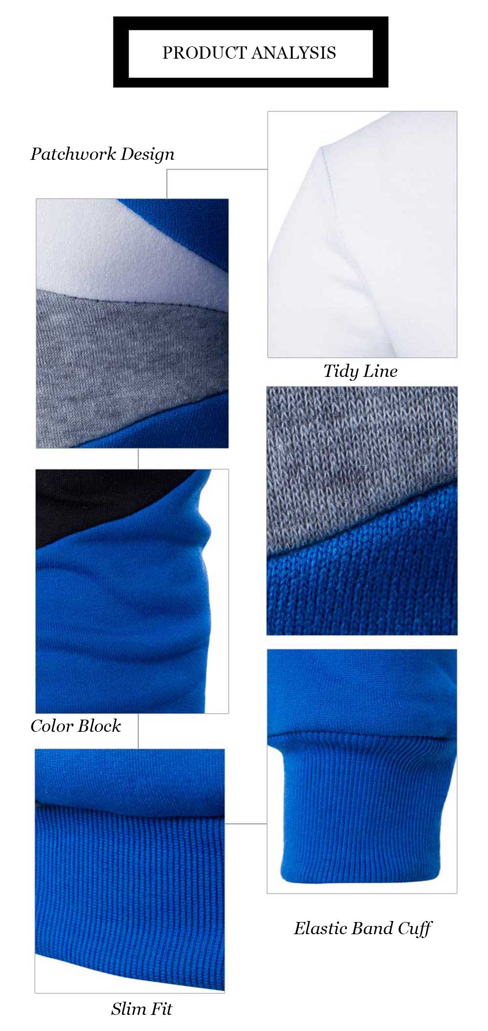 Casual Color Block Long Sleeve Spliced Hoodies for Men
