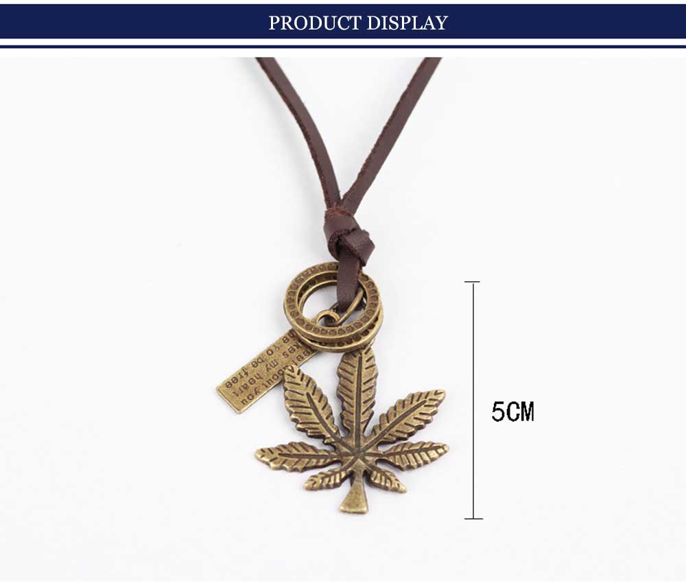 Leaf Pattern Embellishment Pendant Necklace for Women