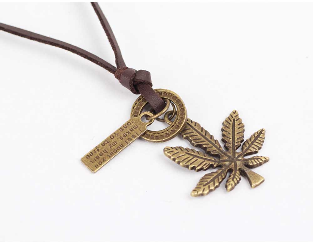 Leaf Pattern Embellishment Pendant Necklace for Women