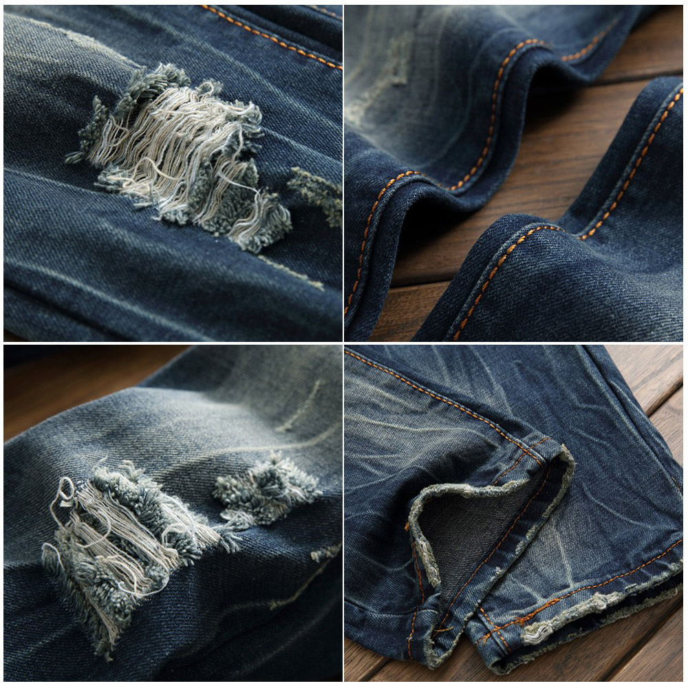 Scratched Zipper Fly Ripped Jeans