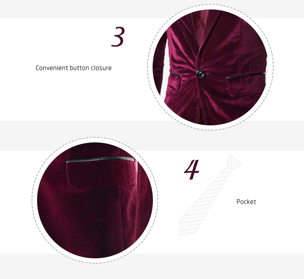 Fashion Lapel Pocket Edging Design Slimming Long Sleeve Corduroy Blazer For Men