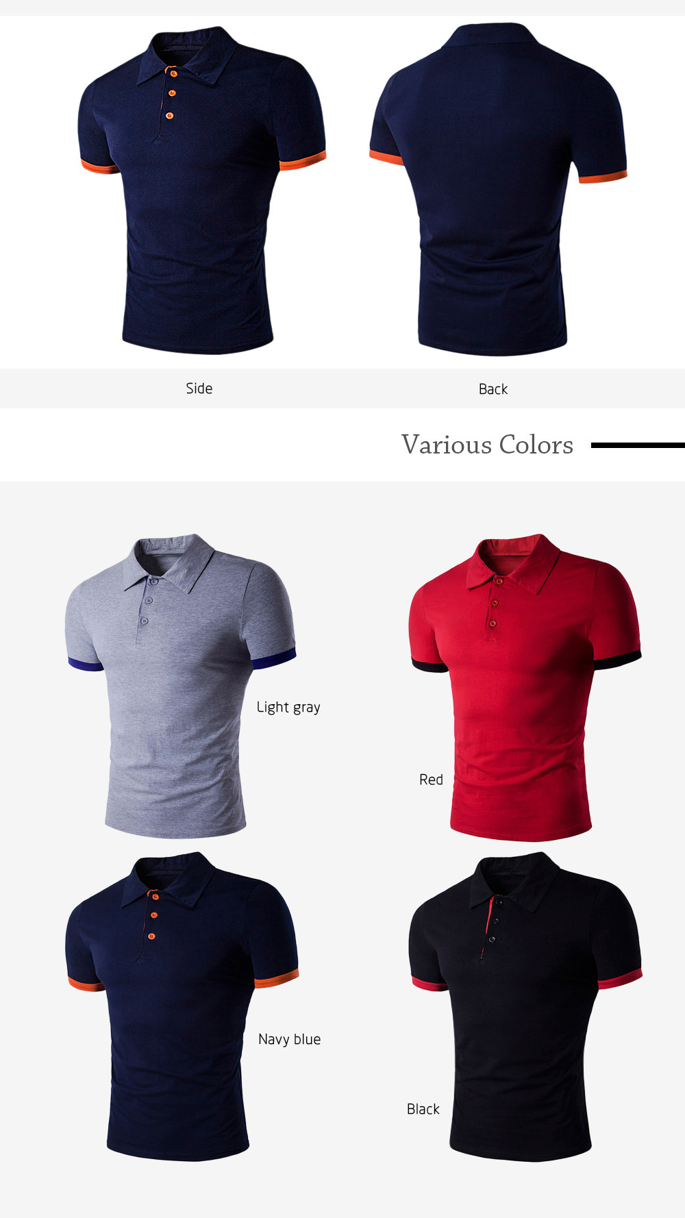 Turndown Collar Panel Design T-Shirt - Cadetblue - 3U19556910