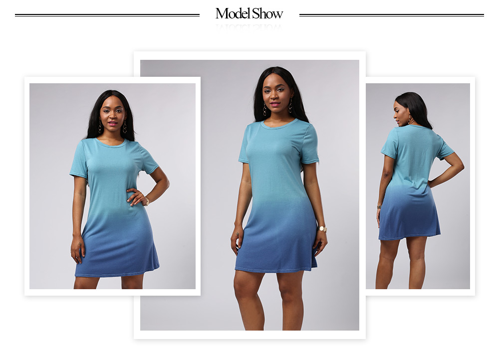Short Sleeve Gradient Color T-Shirt Dress