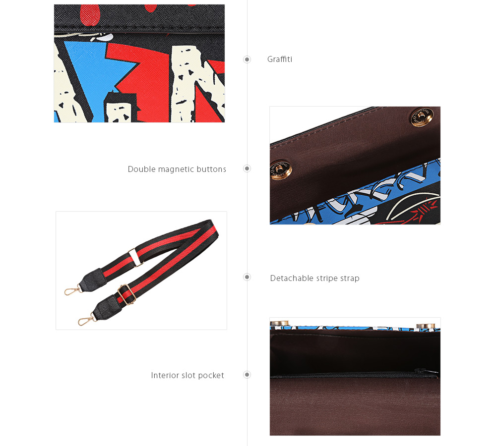 Guapabien Graffiti Women Clutch Shoulder Crossbody Bag