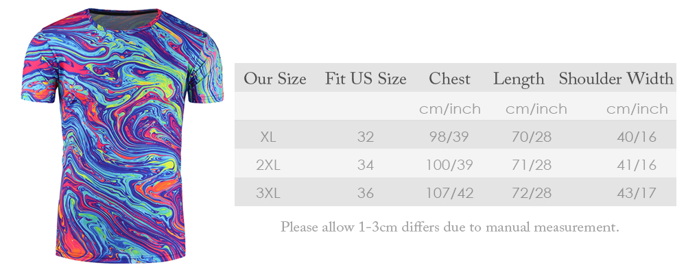 Crew Neck 3D Splatter Paint Mix Trippy T-Shirt