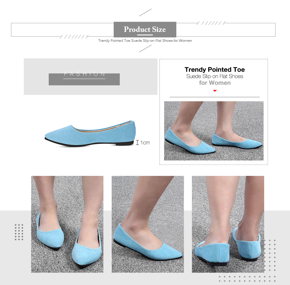 Trendy Pointed Toe Suede Slip-on Women Flat Shoes