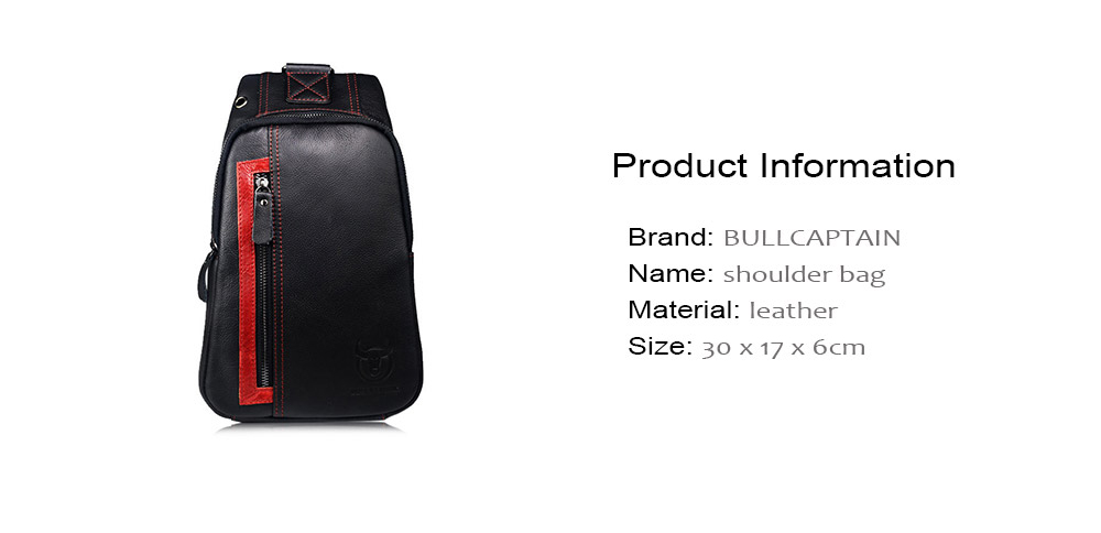 BULLCAPTAIN Splicing Genuine Leather Shoulder Bag for Men