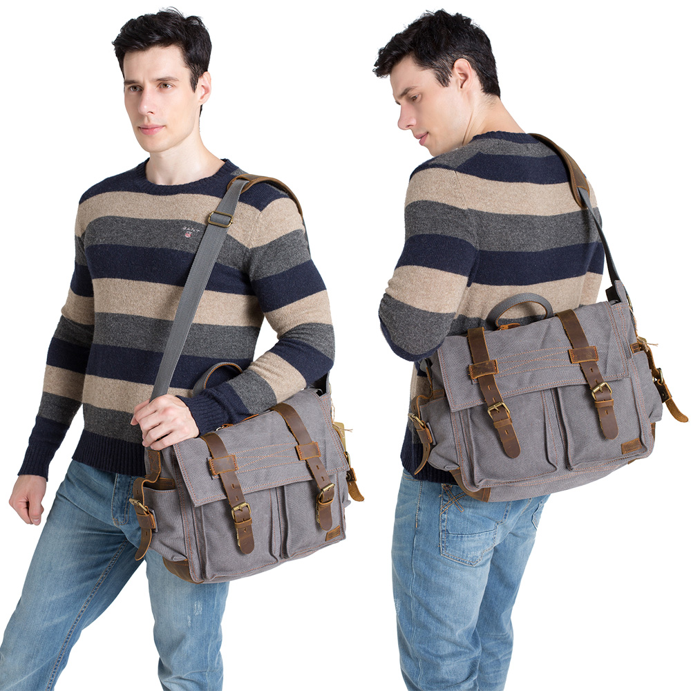 AUGUR Fashion Men HandBag Vintage Canvas Male Travel Shoulder Crossbody Vintage Military Bag