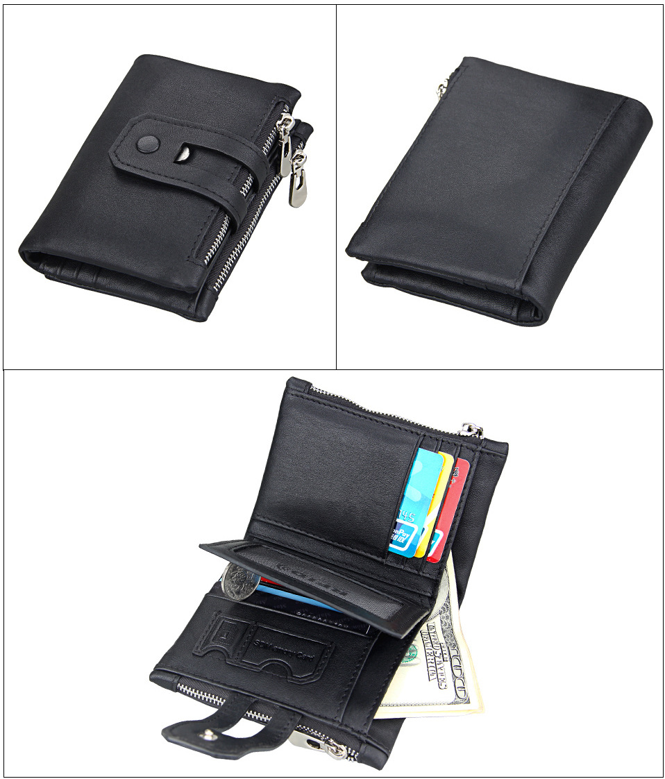 Short Genuine Leather Cowhide Men Wallet Business Card Coin Money Male Purse Card Holder