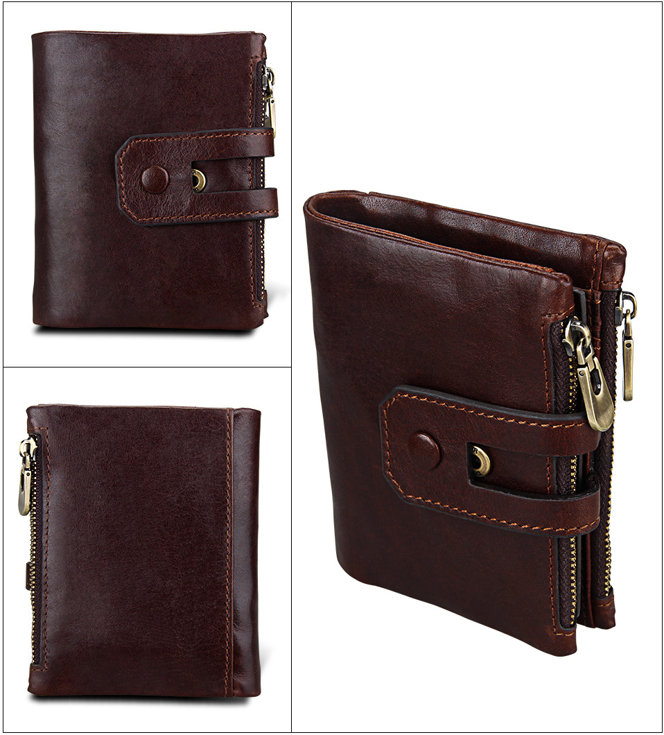 Short Genuine Leather Cowhide Men Wallet Business Card Coin Money Male Purse Card Holder