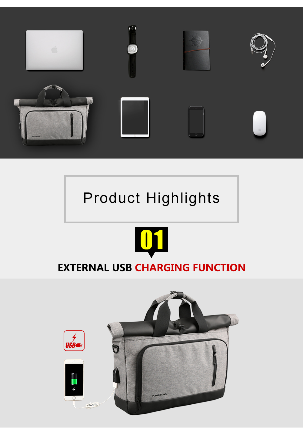 Casual Portable Shoulder External Usb Charging Interface Frivolous Computer Bag Casual Portable Shoulder External Usb Charging Interface Frivolous Computer Bag