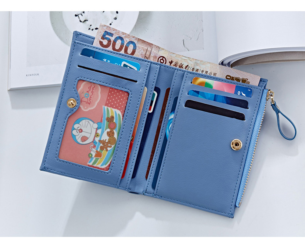 Zipper Short Standard Wallet Fashion PU Leather Solid Coin Card Purse Women Lady Clutch