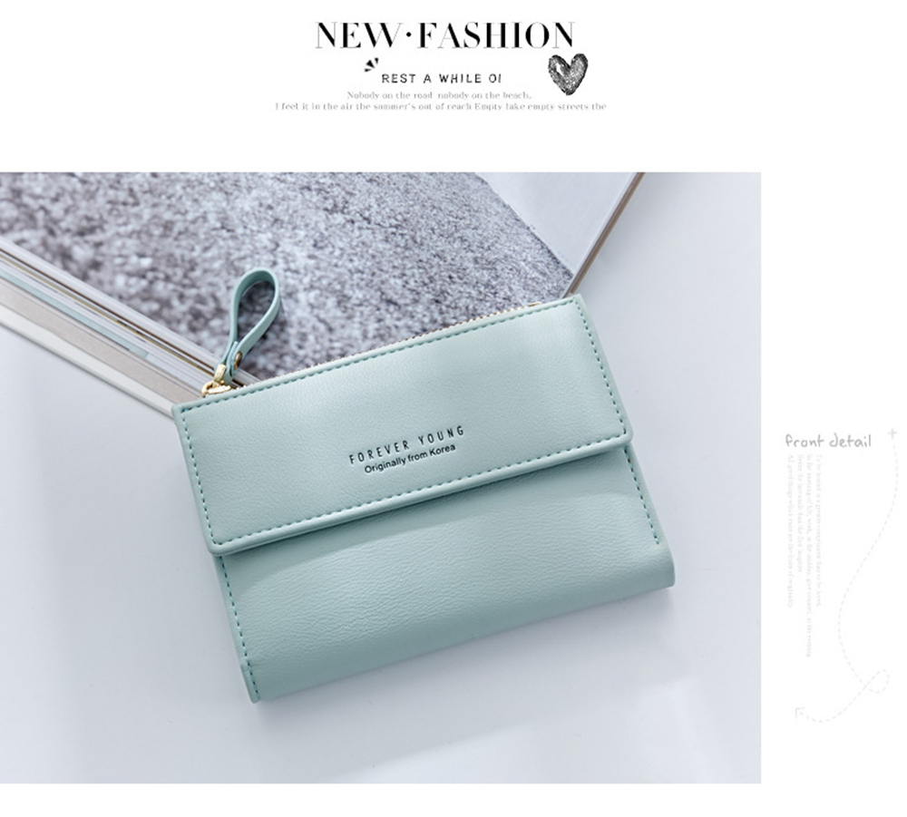 Zipper Short Standard Wallet Fashion PU Leather Solid Coin Card Purse Women Lady Clutch