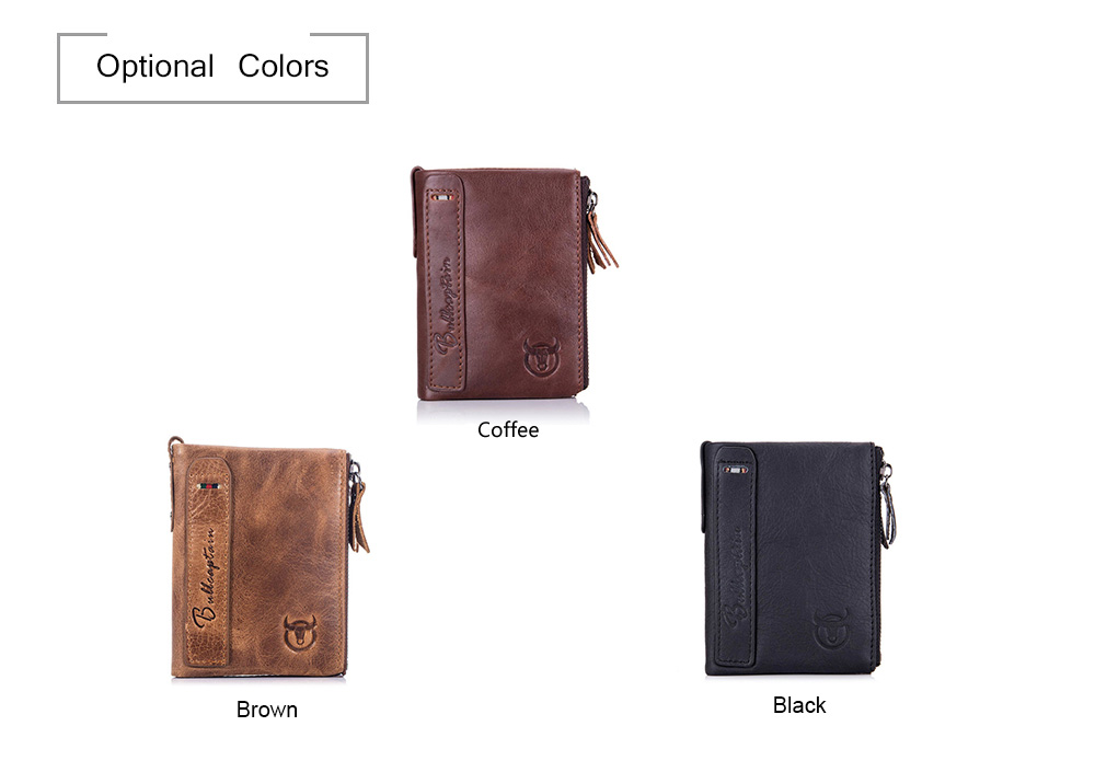 BULLCAPTAIN Genuine Leather Bifold Wallet for Men