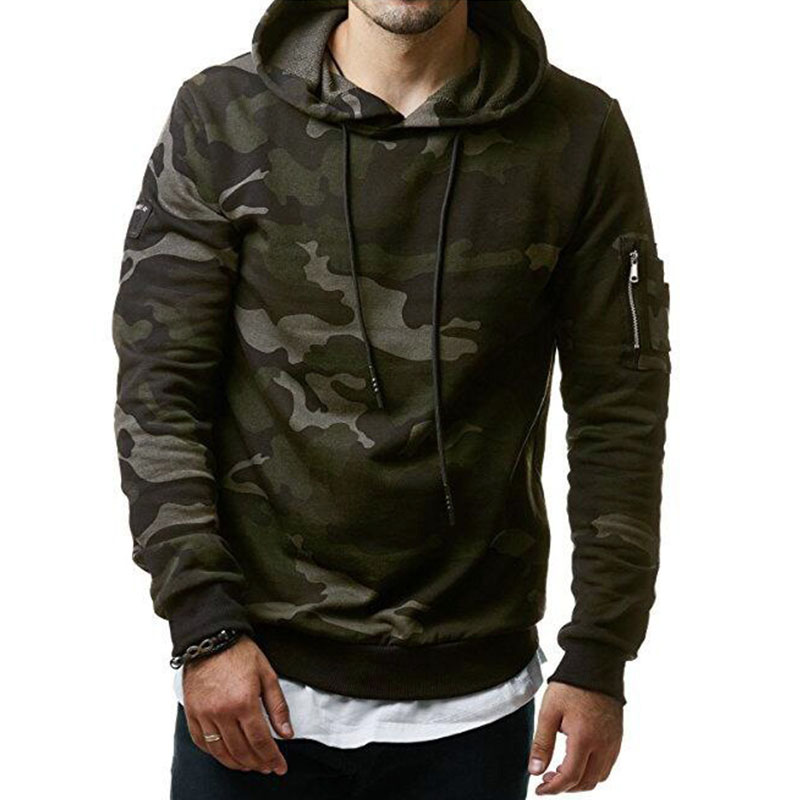 Men's Casual Cardigan Pure Military Camouflage Hoodie Sweater Winter Jacket