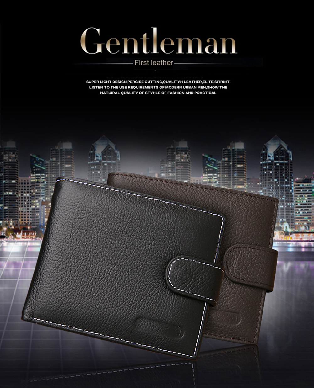 Men Wallets Male Genuine Leather Wallet Coin Pocket Card Holder