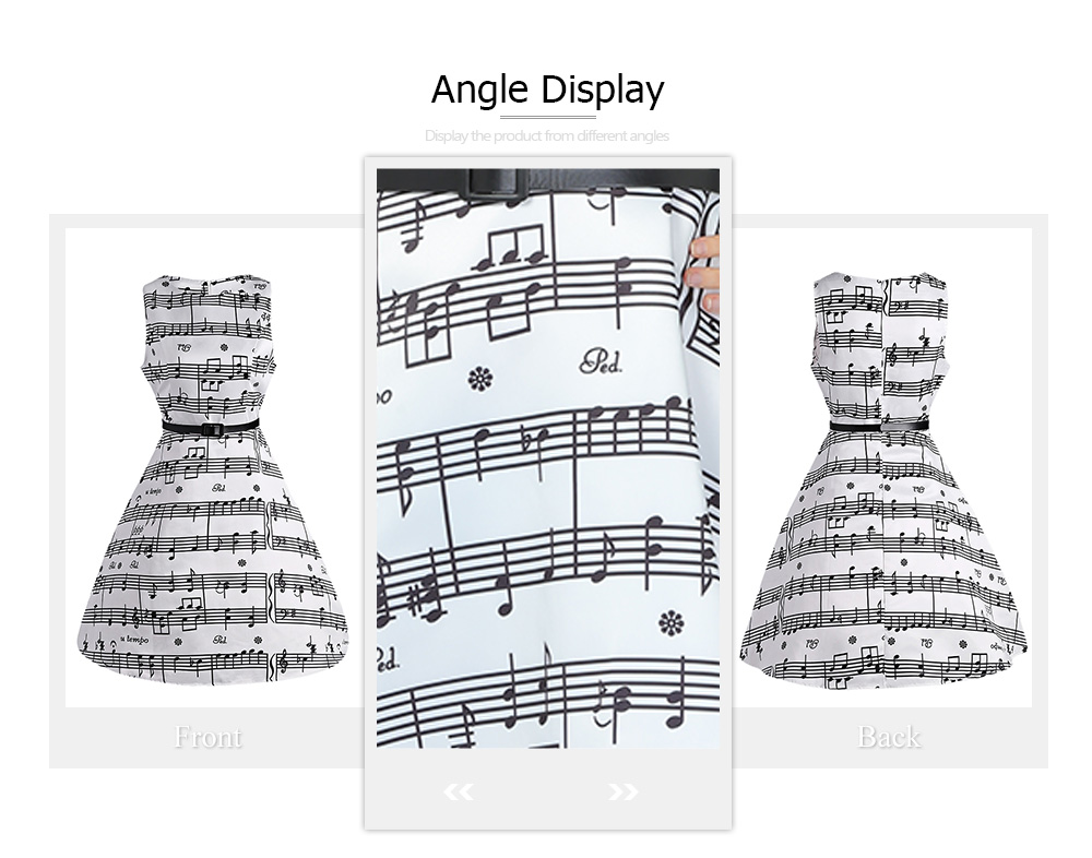 Music Note Print Swing Party Dress