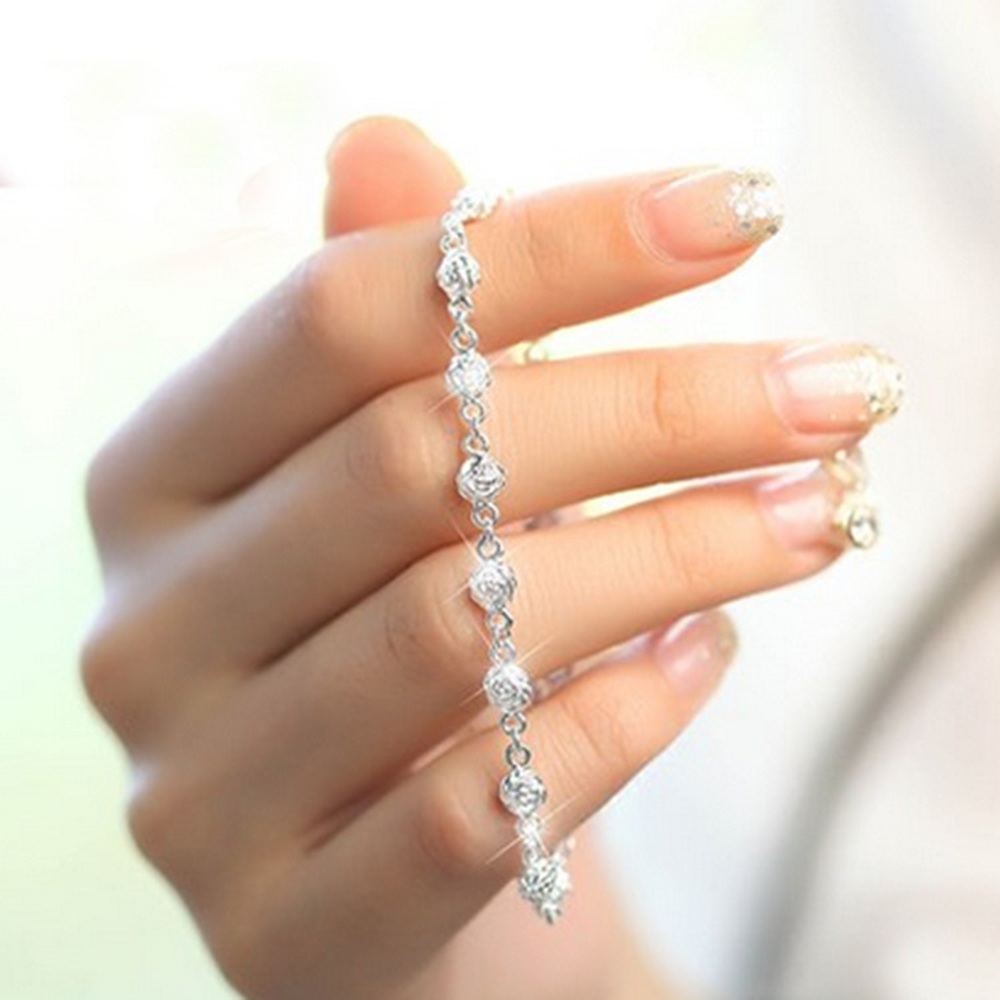925 Sterling Silver Bracelet Silver Chain Lady Women Jewelry