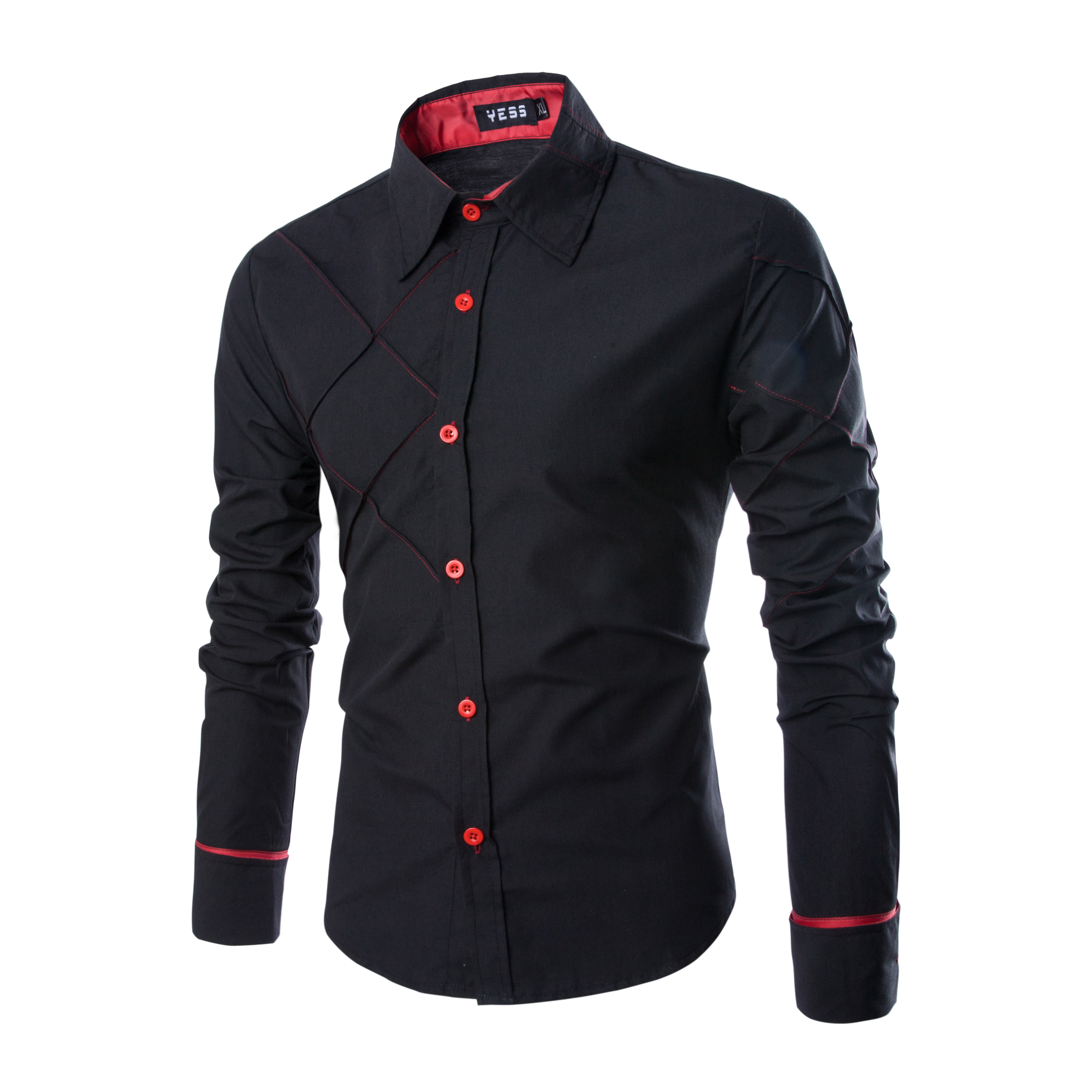 New Men'S Long-Sleeved Shirt Casual Plaid Design A Unique Personality Personalized Shirt