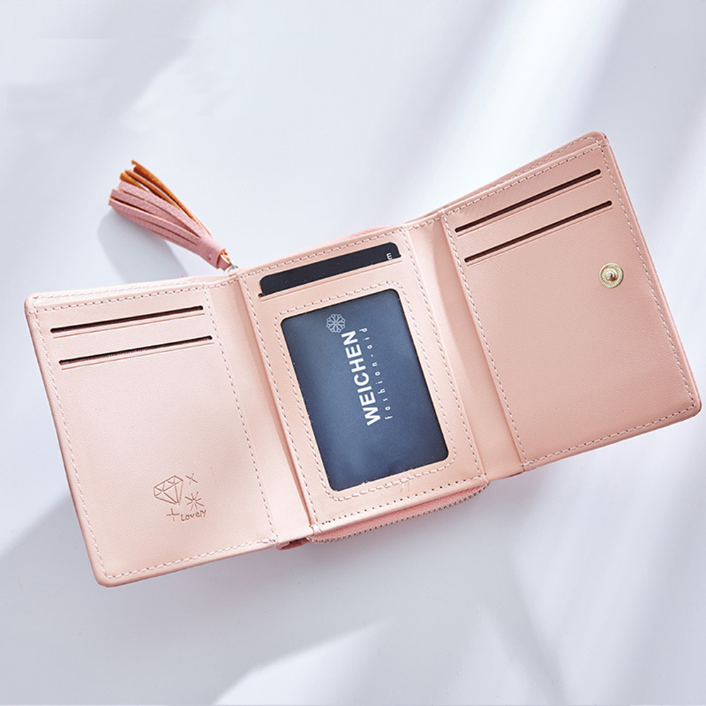 Tassels Zipper Hasp Women Wallet Coin Card Cash Fashion Lady Small Purse Short Solid Female Clutch