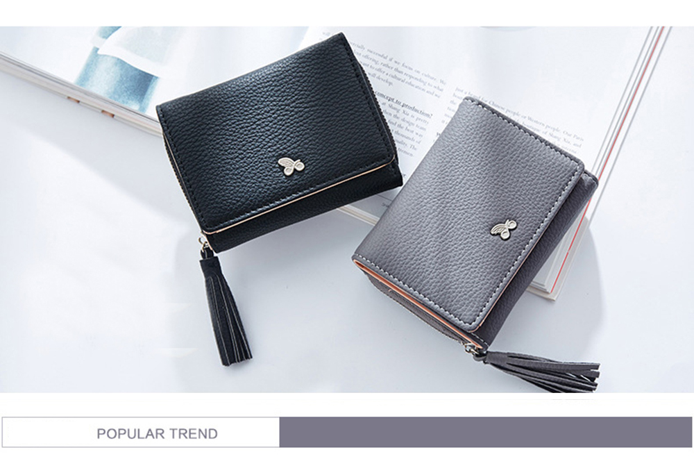 Tassels Zipper Hasp Women Wallet Coin Card Cash Fashion Lady Small Purse Short Solid Female Clutch