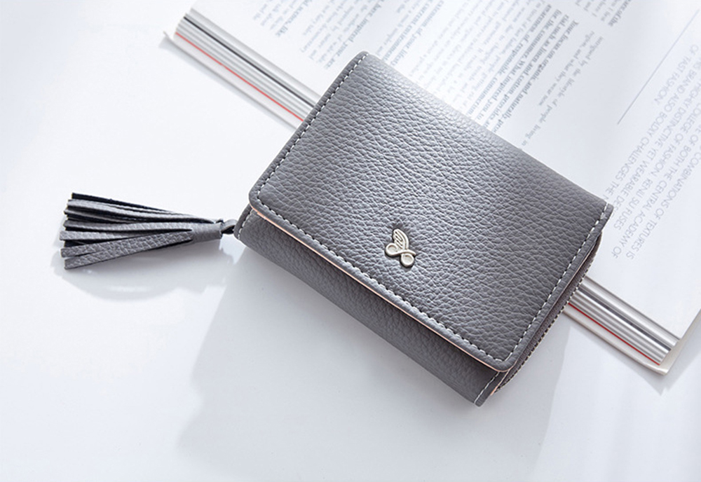 Tassels Zipper Hasp Women Wallet Coin Card Cash Fashion Lady Small Purse Short Solid Female Clutch