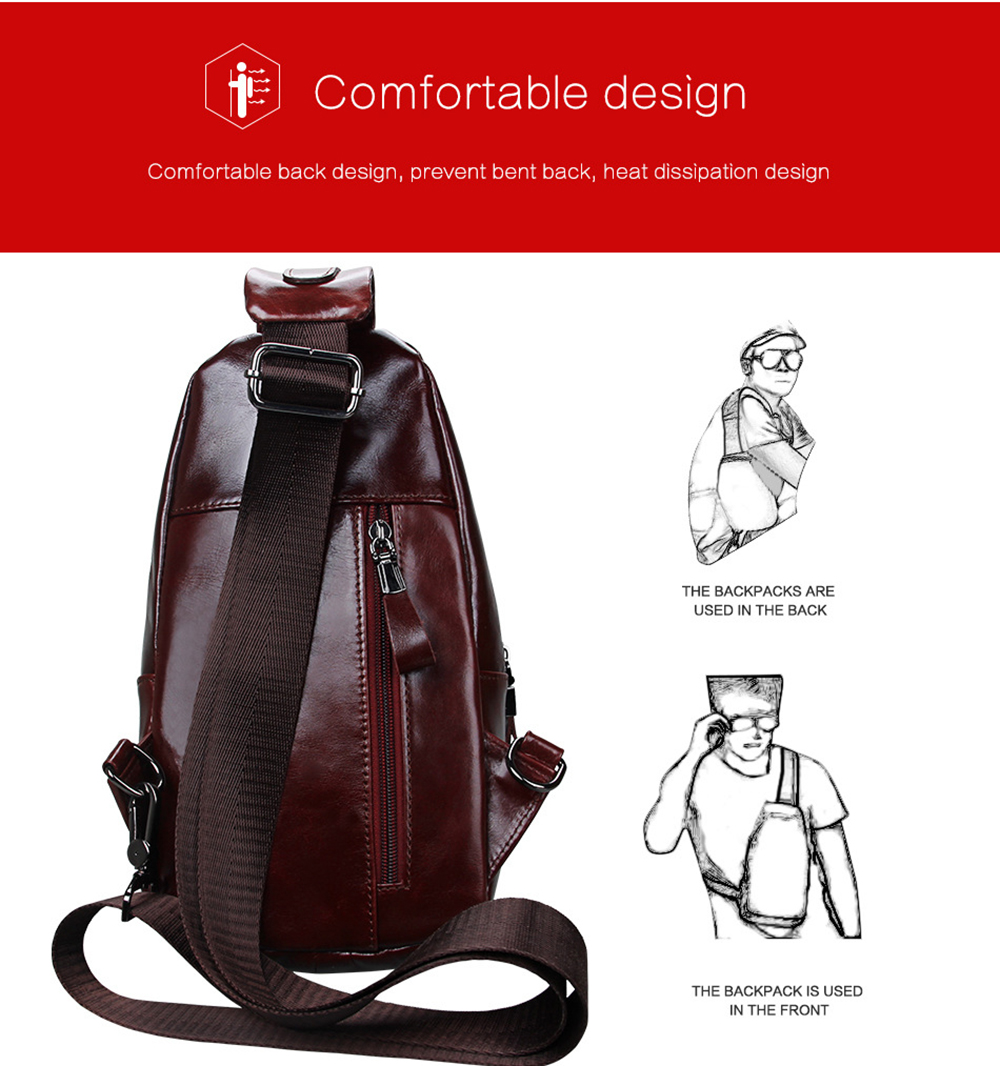 Genuine Leather Men Shoulder Bag Casual Cowhide Men Messenger Bags Travel Chest Backpack