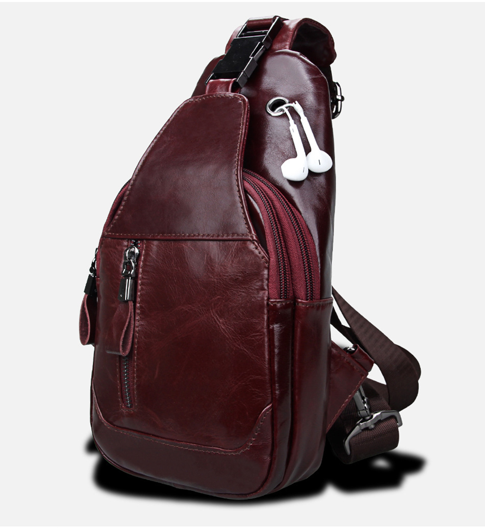Genuine Leather Men Shoulder Bag Casual Cowhide Men Messenger Bags Travel Chest Backpack