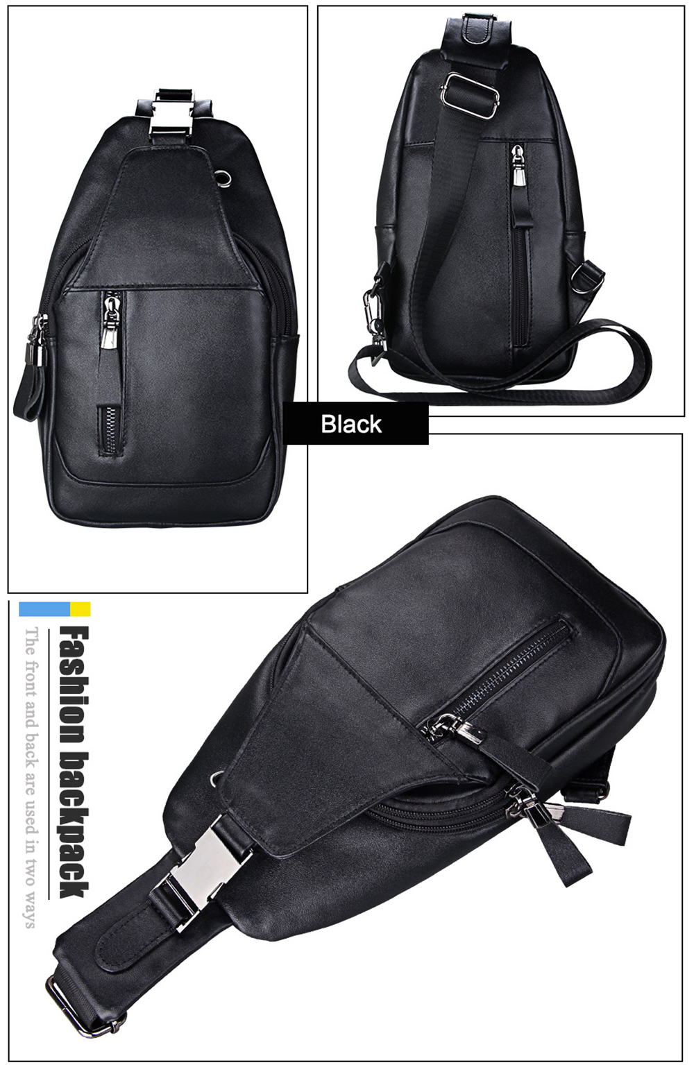 Genuine Leather Men Shoulder Bag Casual Cowhide Men Messenger Bags Travel Chest Backpack