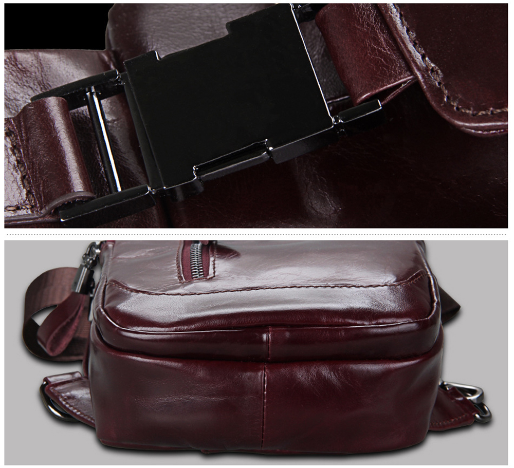 Genuine Leather Men Shoulder Bag Casual Cowhide Men Messenger Bags Travel Chest Backpack