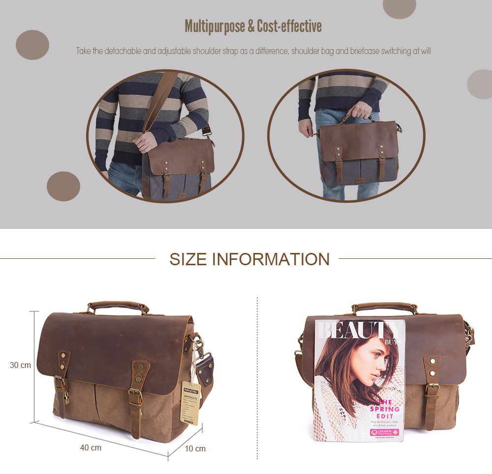 WalkingToSky Vintage Canvas Messenger Shoulder Bag for Men