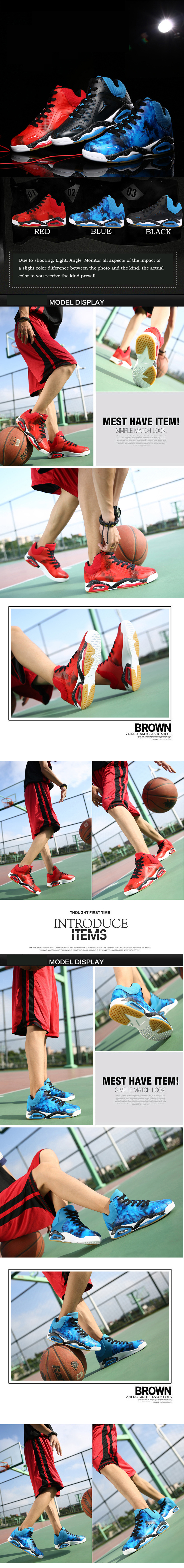 Autumn Large Size Basketball High-Top Anti-Slip Sneakers